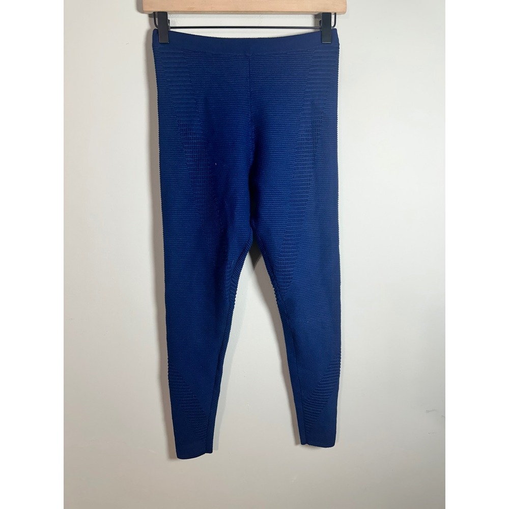 Adam Selman Sport Royal Blue Textured Ribbed Knit Leggings Small